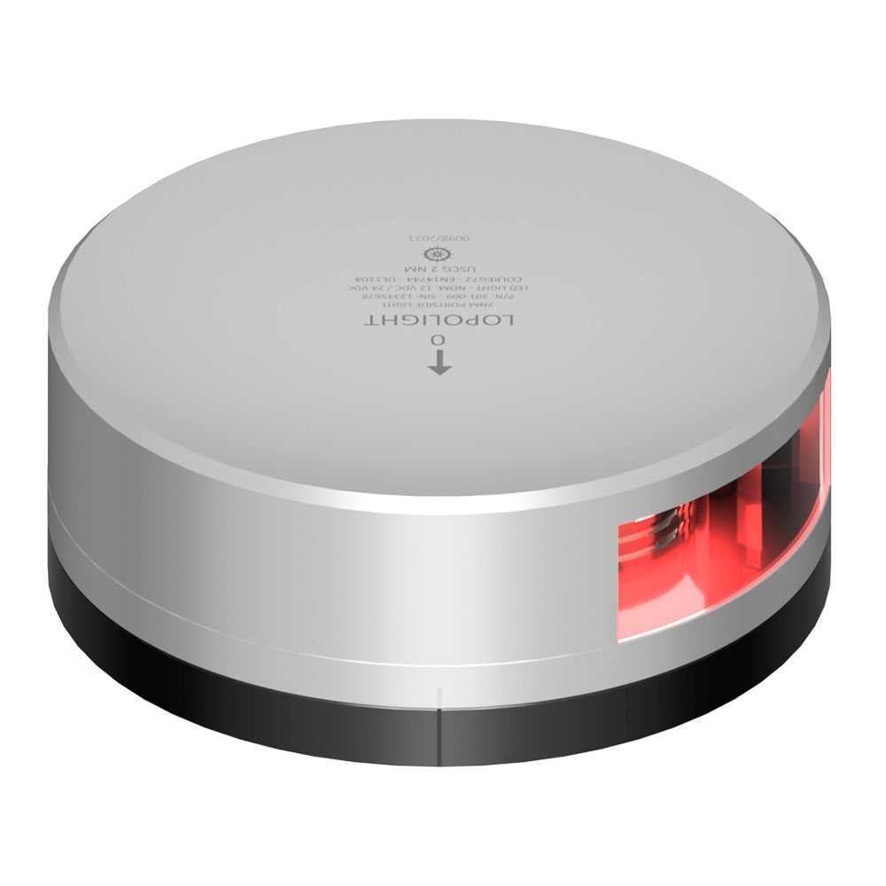 Lopolight Red Port Light 2NM Silver Housing wFB Base 301009FB